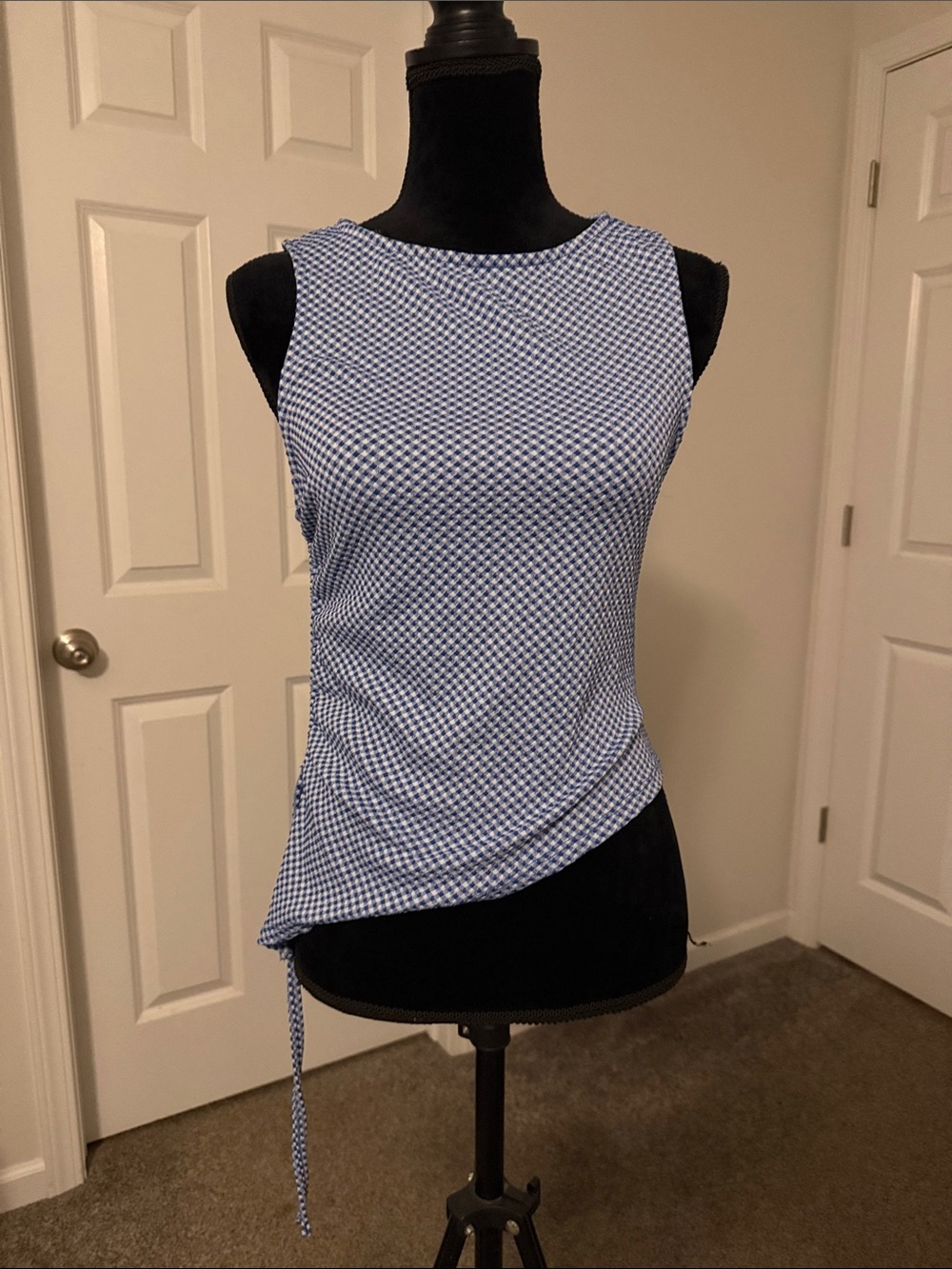wild fable Blue Gingham Sleeveless Tank with Side Tie